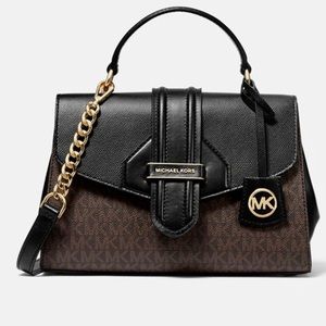 Michael Kors Med Crossgrain Bleeker Logo Satchel